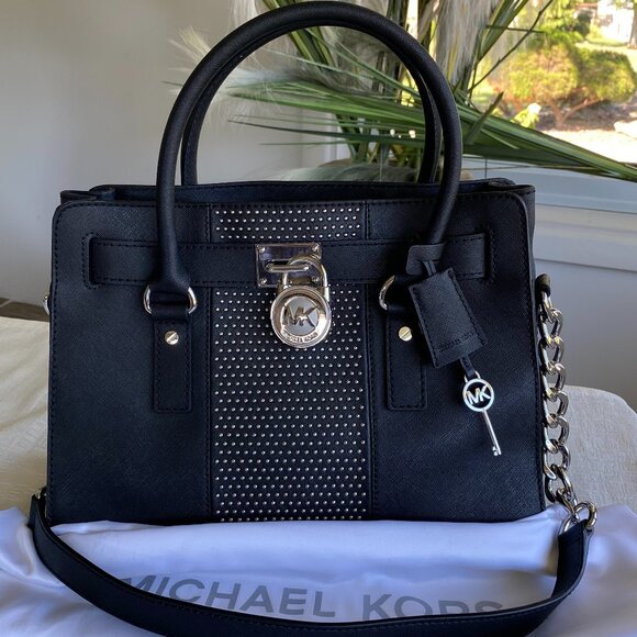 Michael Kors Hamilton Microstud Satchel Shoulder Bag - Picture 1 of 14